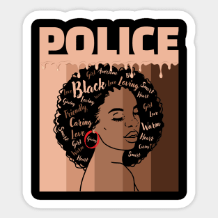 Black Women Police Afro Melanin of Black History Month Sticker